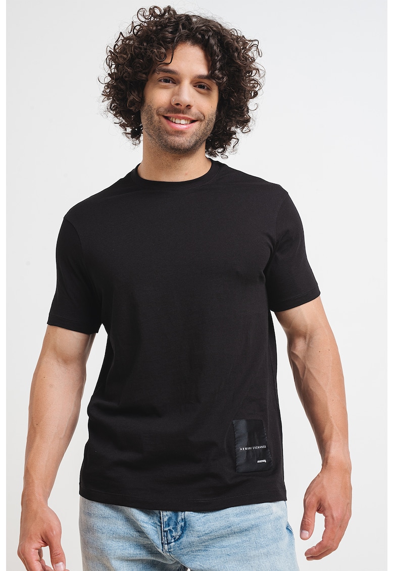 Памучна тениска с овално деколте и лого ARMANI EXCHANGE