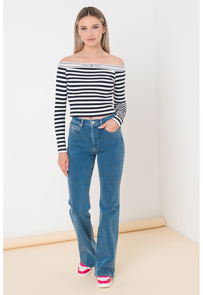 Раирана блуза с голо рамо Tommy Jeans