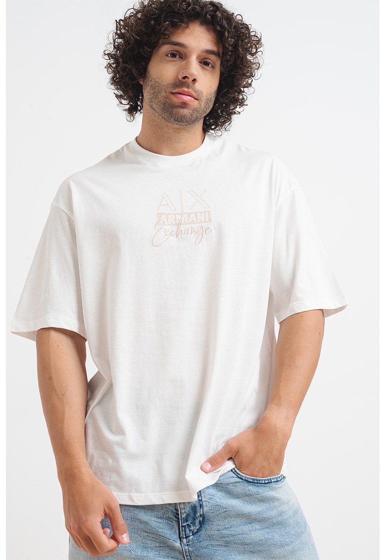 Свободна тениска с бродерия ARMANI EXCHANGE
