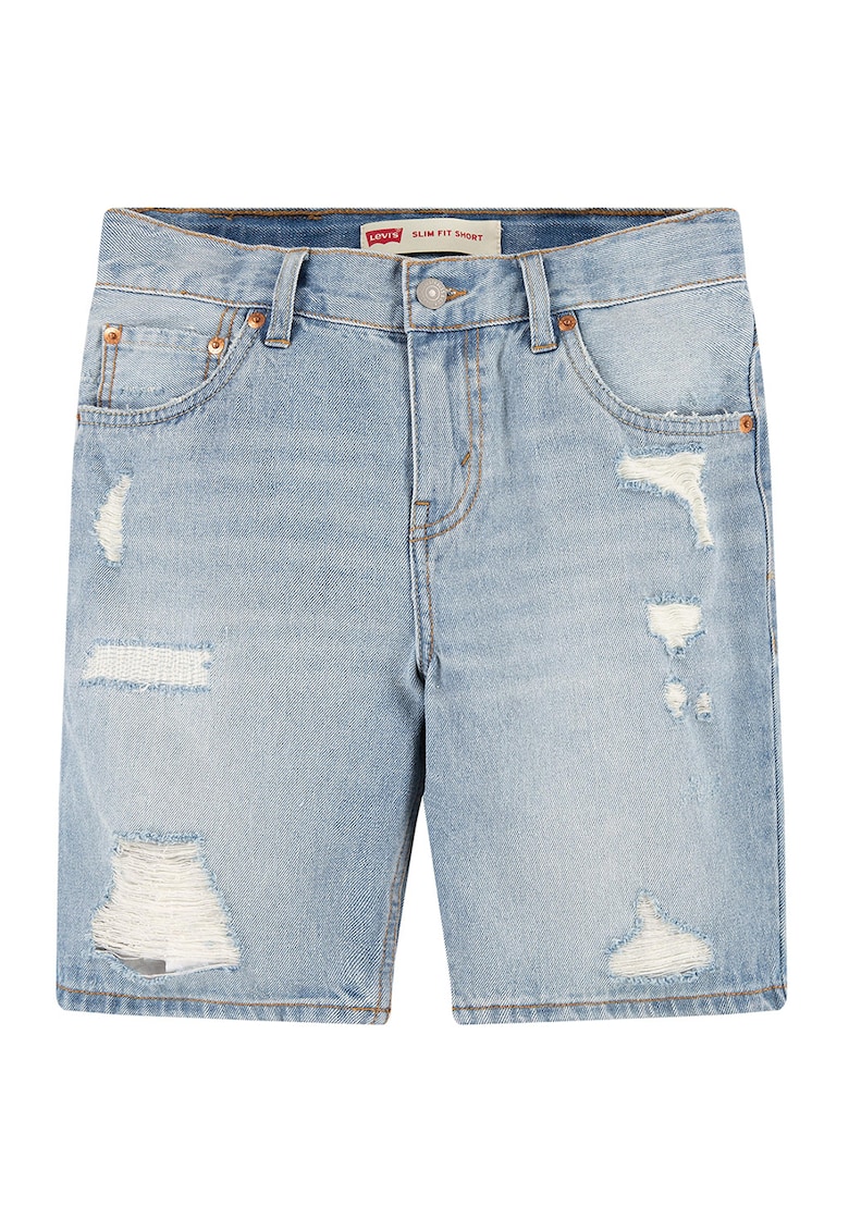 Слим къси дънки със захабен ефект Levis