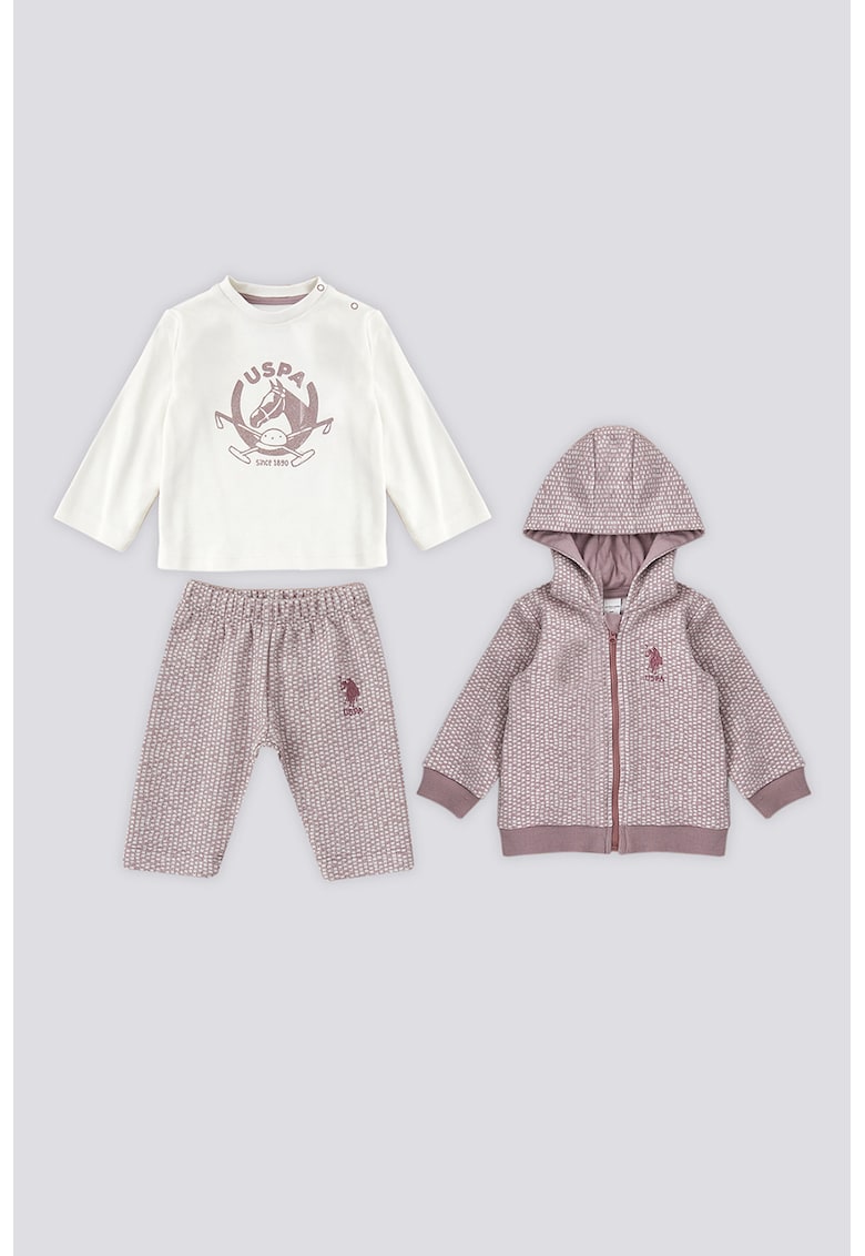 Спортен екип с лого и цип - 3 части US Polo Assn
