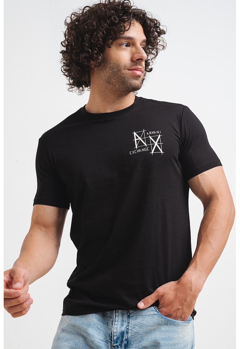 Тениска с овално деколте и лого ARMANI EXCHANGE