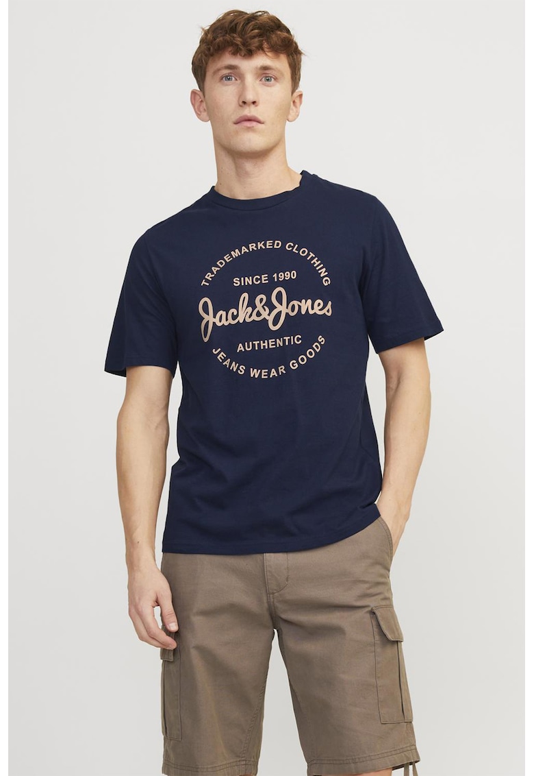 Тениска с овално деколте и лого Jack  Jones