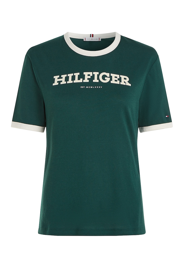 Тениска с овално деколте и лого Tommy Hilfiger