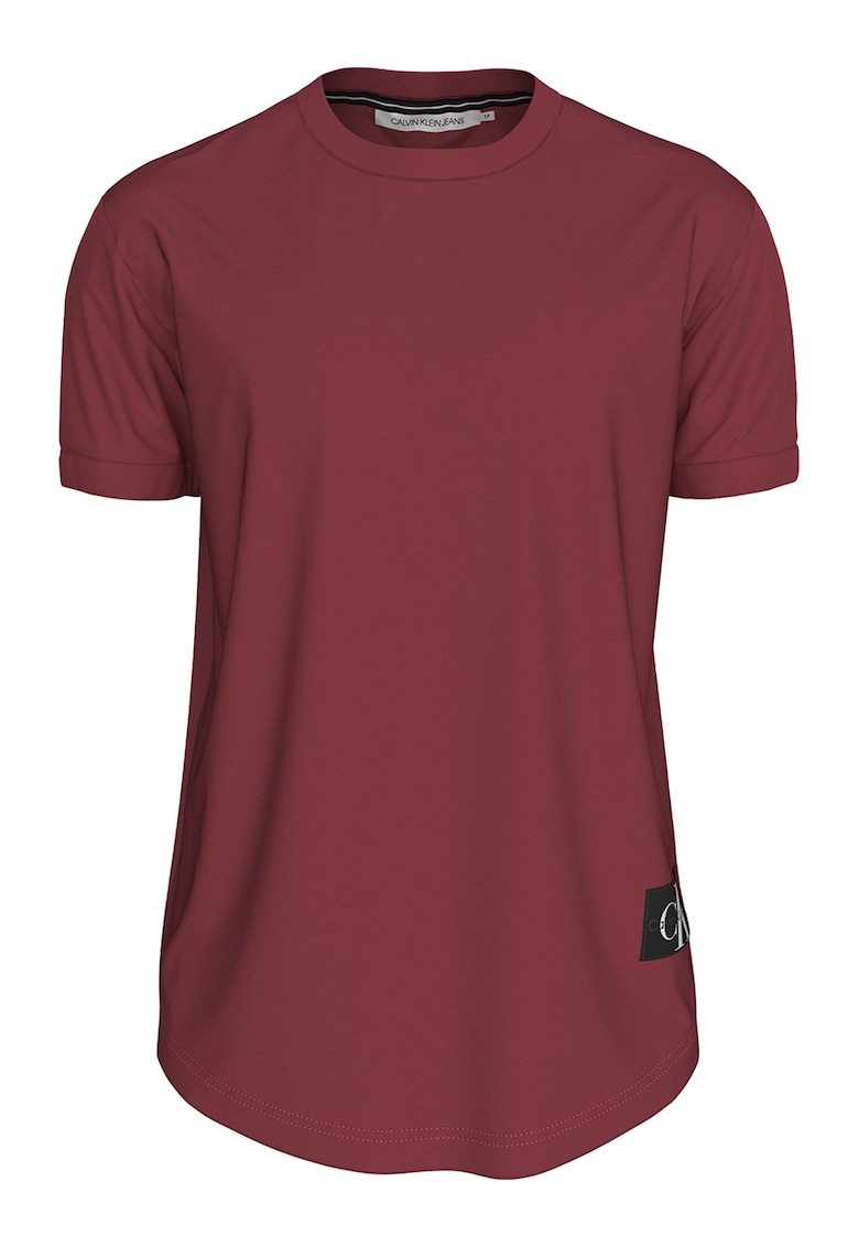 Тениска с овално деколте и пришито лого CALVIN KLEIN JEANS