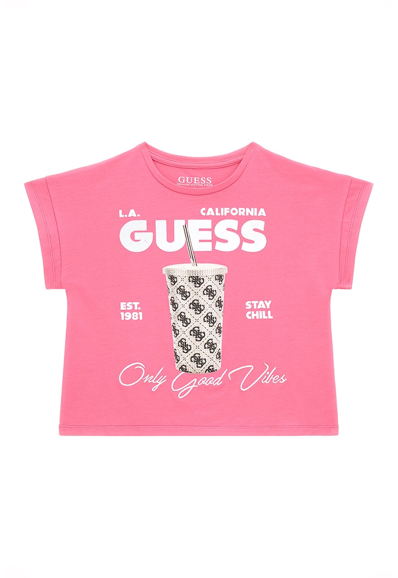 Тениска с органичен памук с лого GUESS