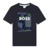 Тениска с паук и принт BOSS Kidswear