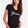 Тениска с шпиц и лого GUESS