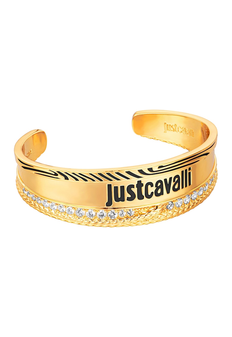 Гривна без закопчаване с цирони и лого JUST CAVALLI
