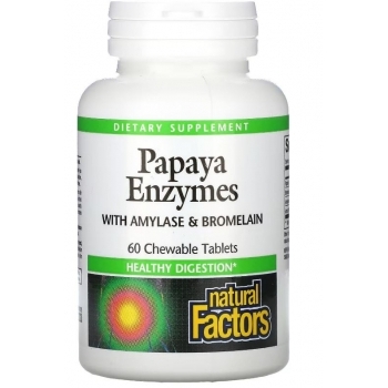 НЕЙЧЪРАЛ ФАКТОРС ЕНЗИМИ С АМИЛАЗА И БРОМЕЛАИН Х 60 дъвч. тбл  NATURAL FACTORS цена