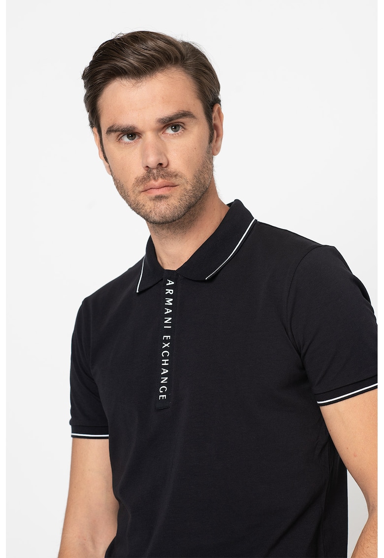 Тениска с яка с контрасти ARMANI EXCHANGE