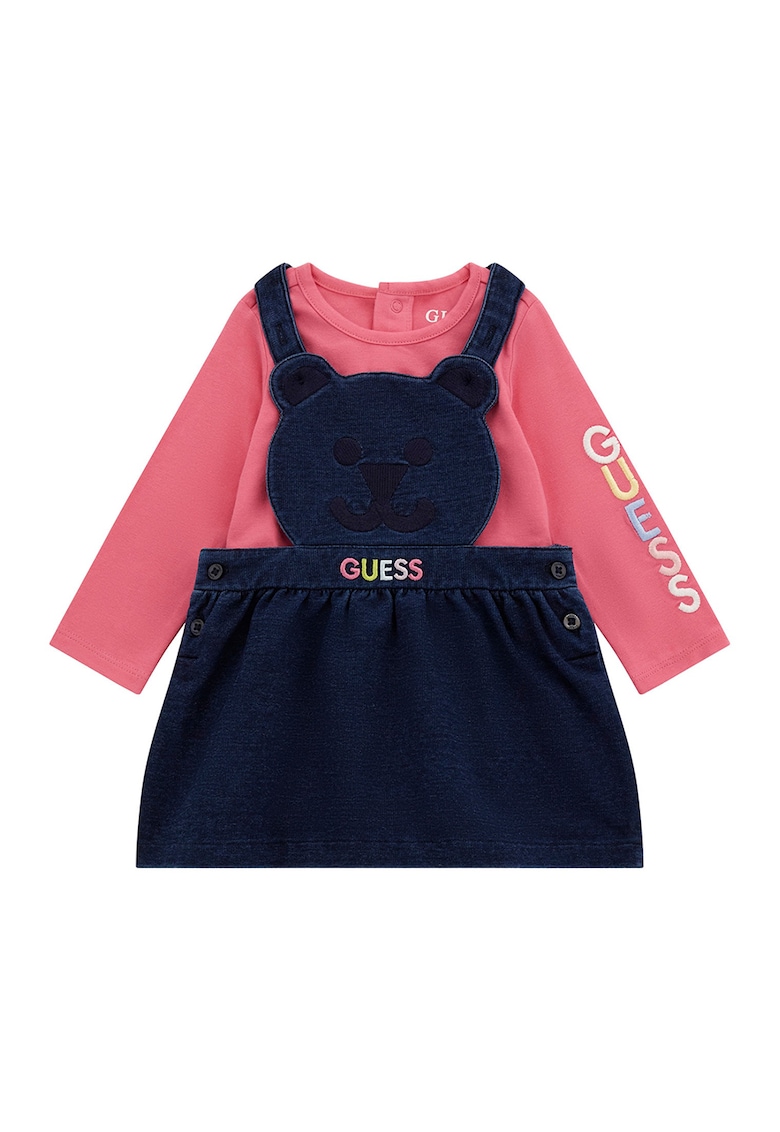 Блуза с бродерии и разкроен сукман с лого GUESS
