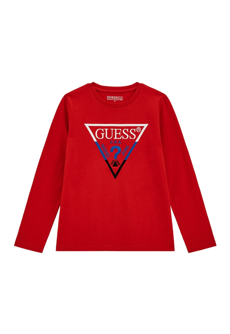 Блуза с овално деколте и бродирано лого GUESS