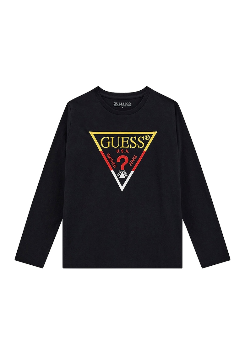 Блуза с овално деколте и бродирано лого GUESS