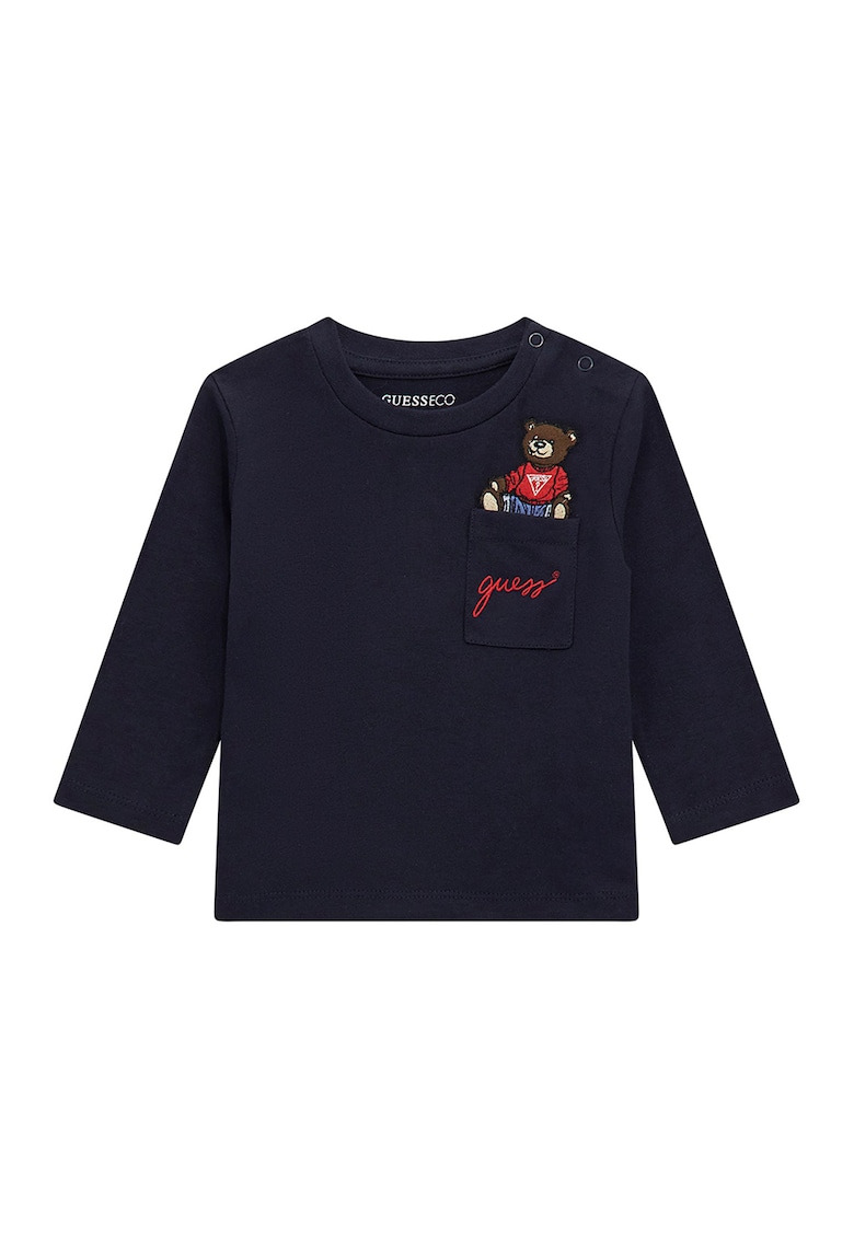 Памучна блуза с бродирано мече GUESS