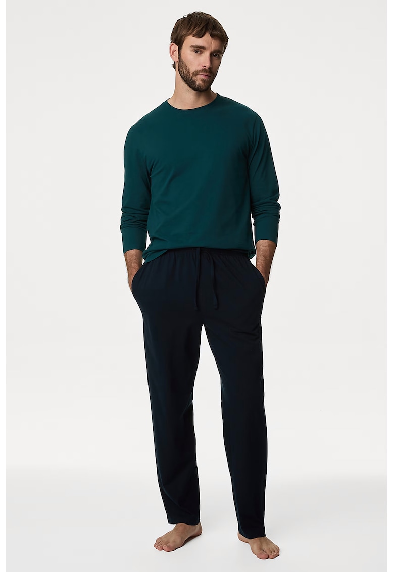 Памучна пижама със странични джобове Marks  Spencer