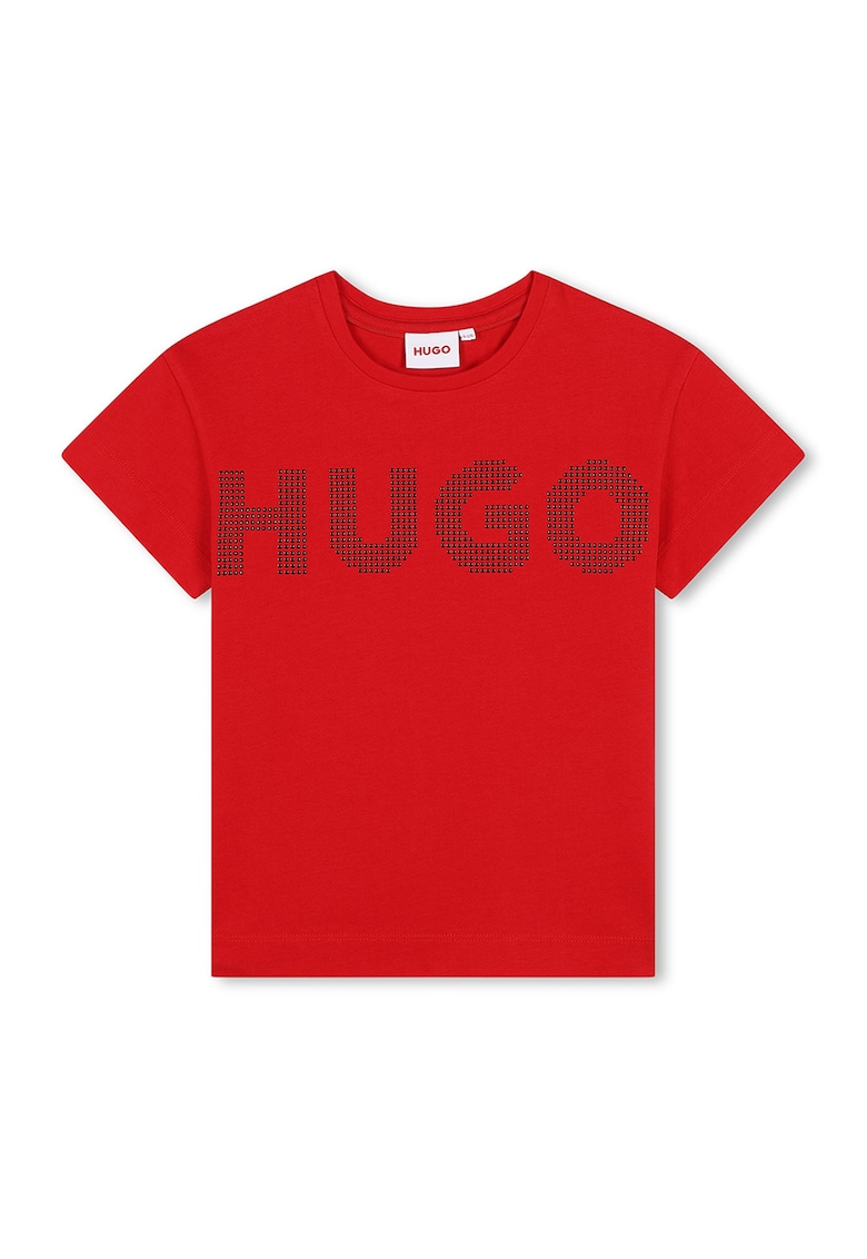 Памучна тениска с овално деколте HUGO