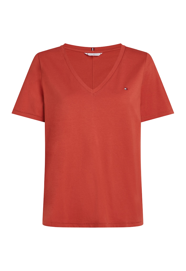 Памучна тениска с шпиц Tommy Hilfiger