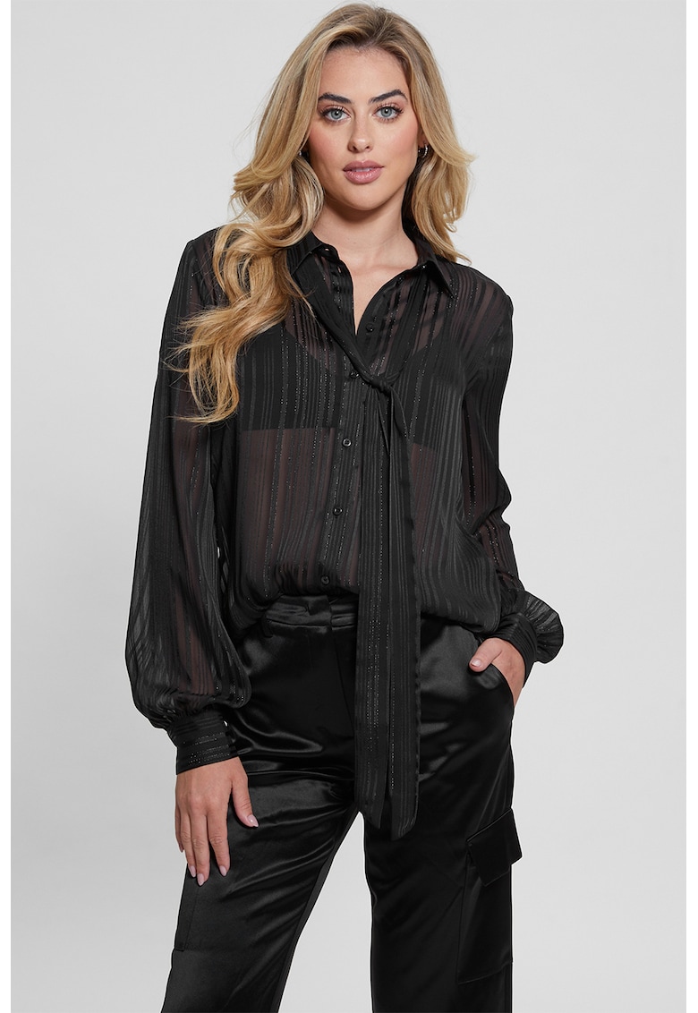Полупрозрачна риза с панделка GUESS