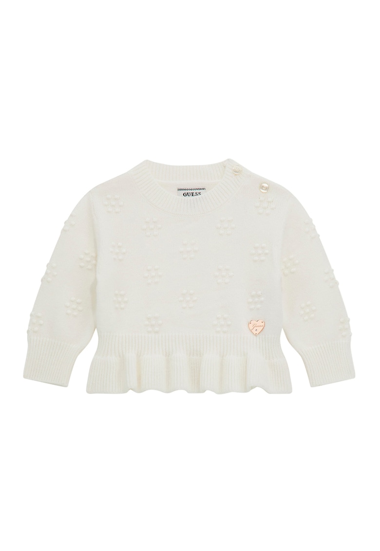 Пуловер с лого и рипсени краища GUESS