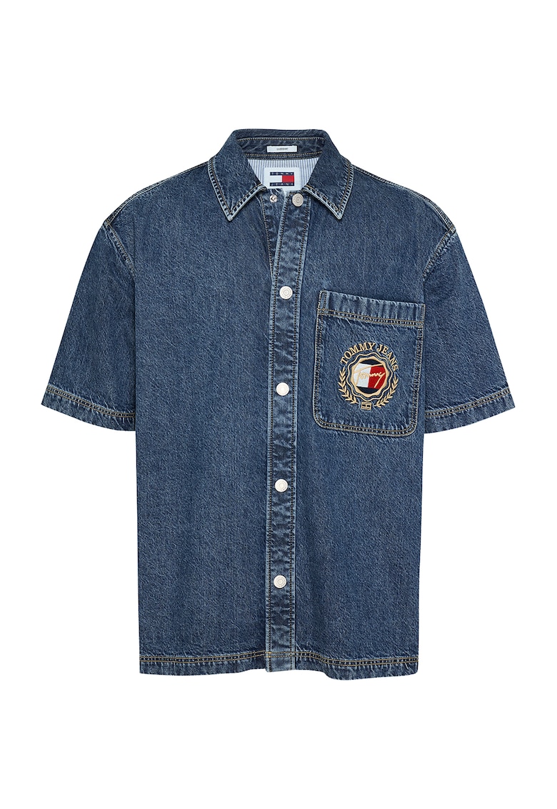 Риза с органичен памук и къси ръкави Tommy Jeans