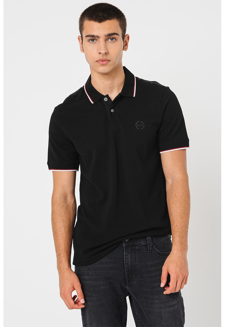 Слим памучна тениска с яка ARMANI EXCHANGE