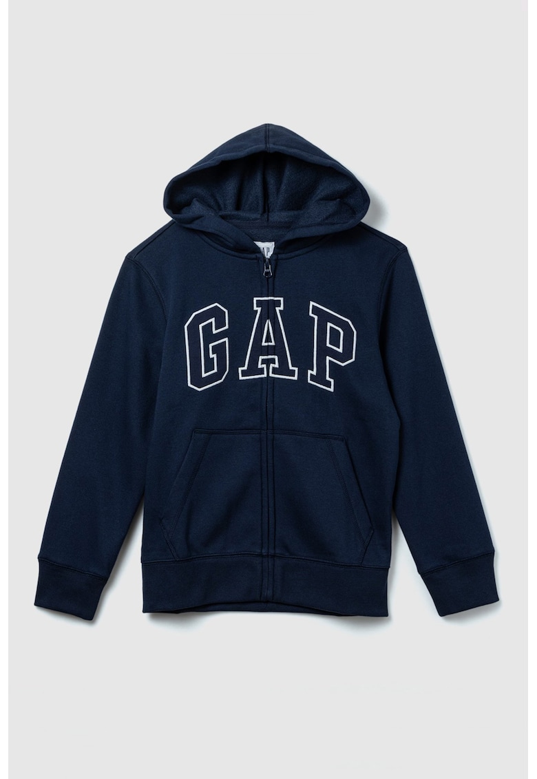 Суитшърт с качулка - цип и бродирано лого GAP