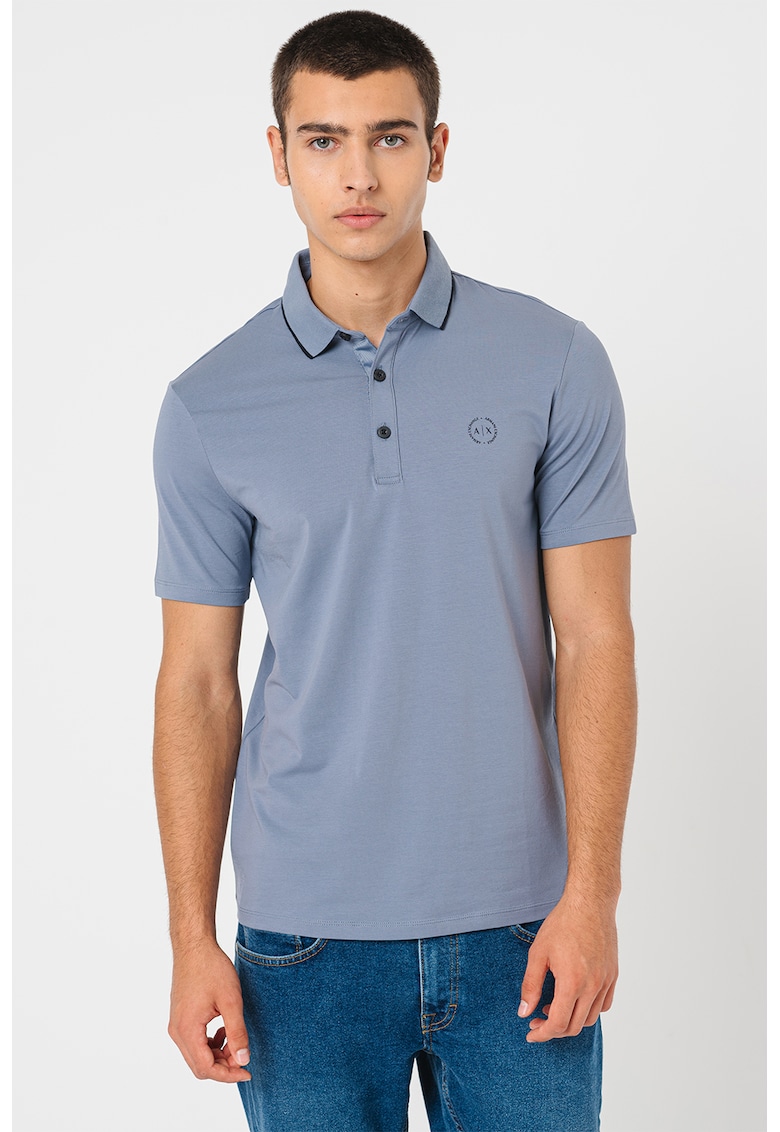 Слим тениска с яка и лого ARMANI EXCHANGE