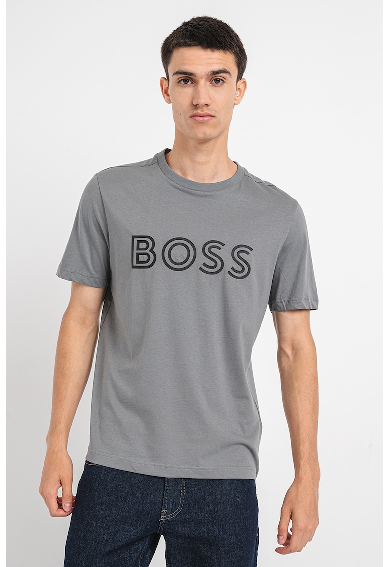 Тениска с овално деколте с лого BOSS