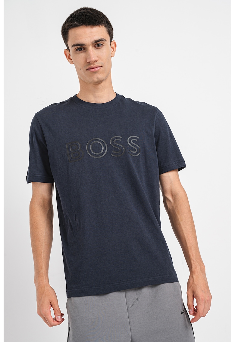 Тениска с овално деколте с лого BOSS