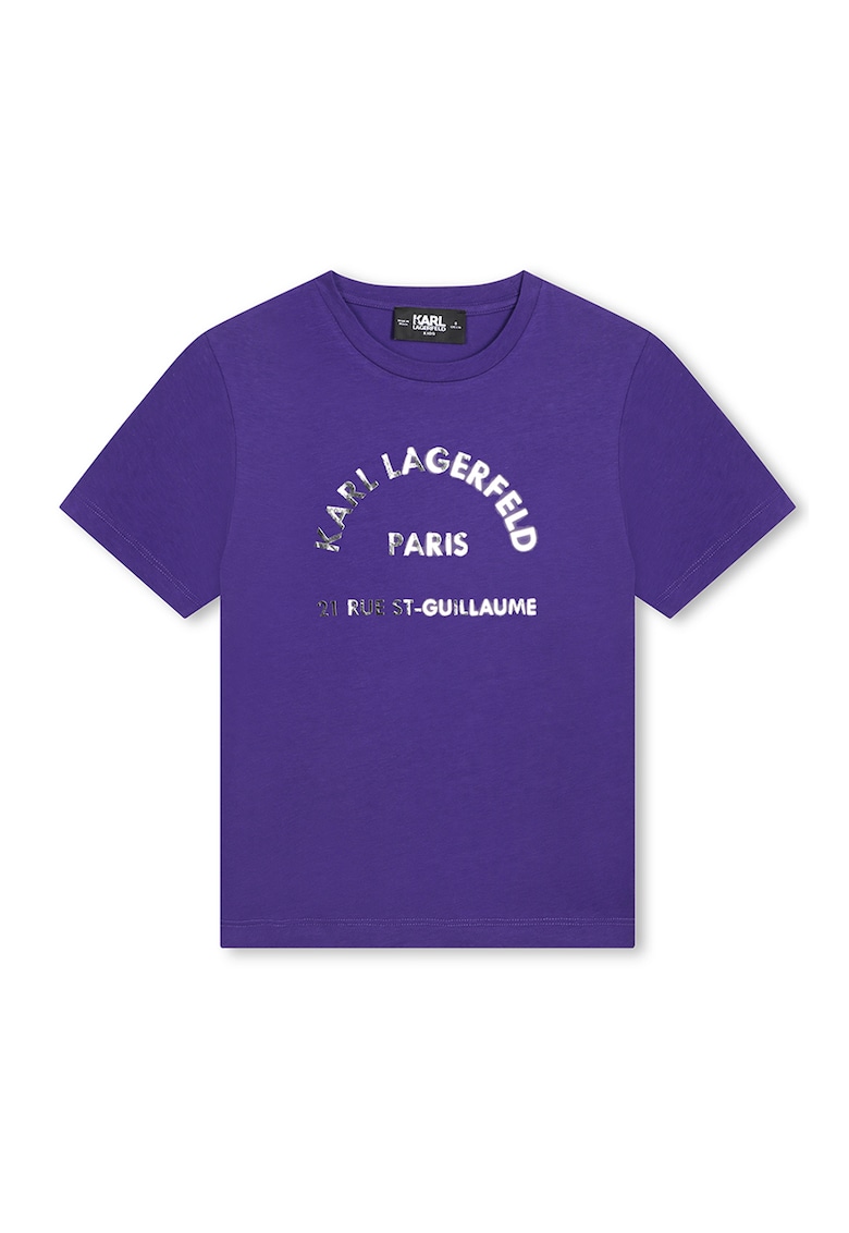 Тениска с овално деколте и лого KARL LAGERFELD KIDS