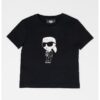 Тениска с овално деколте и шарка KARL LAGERFELD KIDS