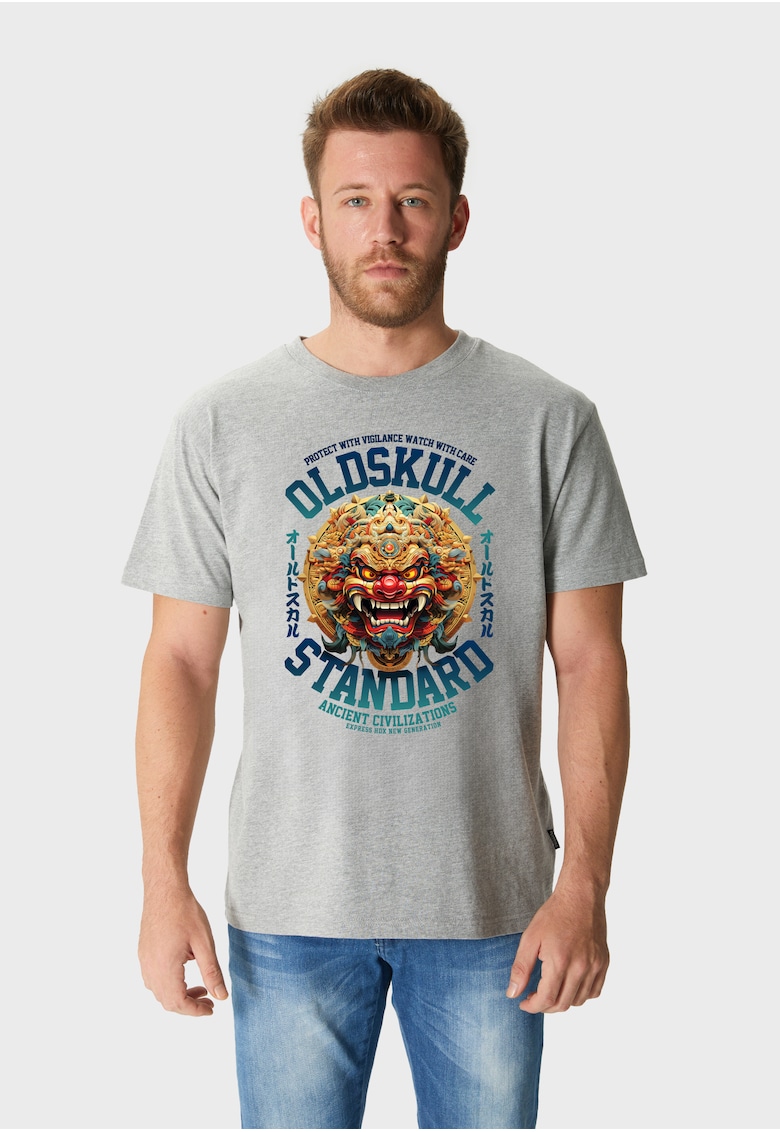 Тениска с принт отпред Oldskull