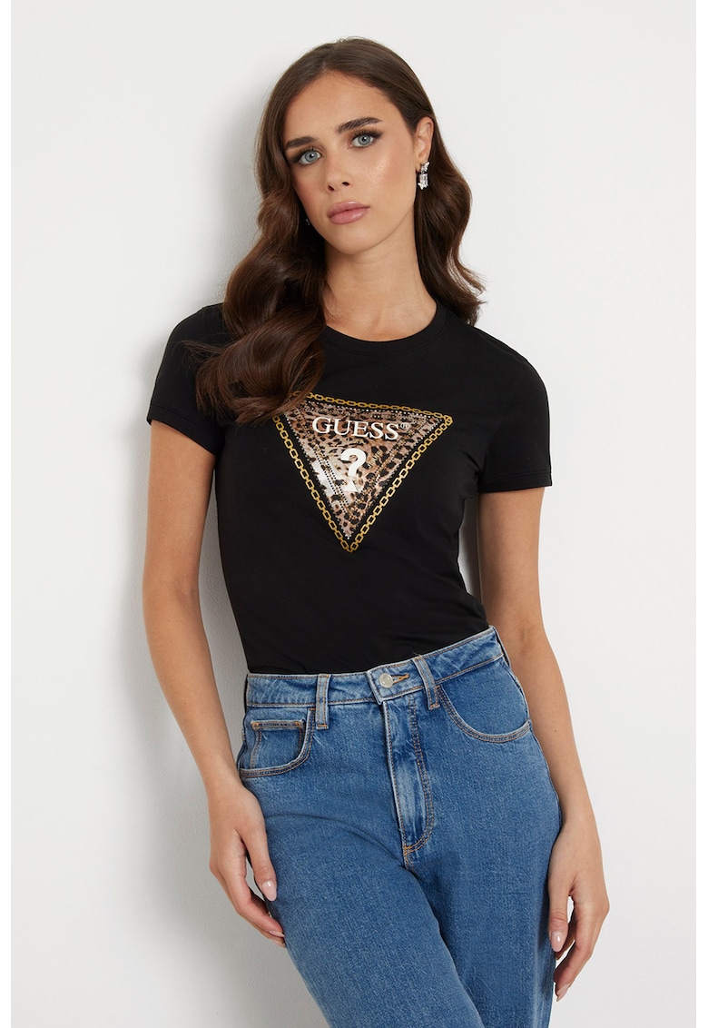 Тениска слим с лого GUESS