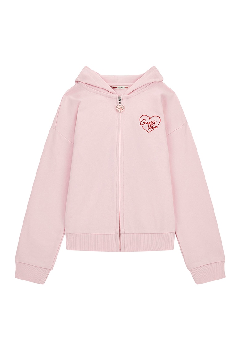 Худи с цип и паднали ръкави GUESS