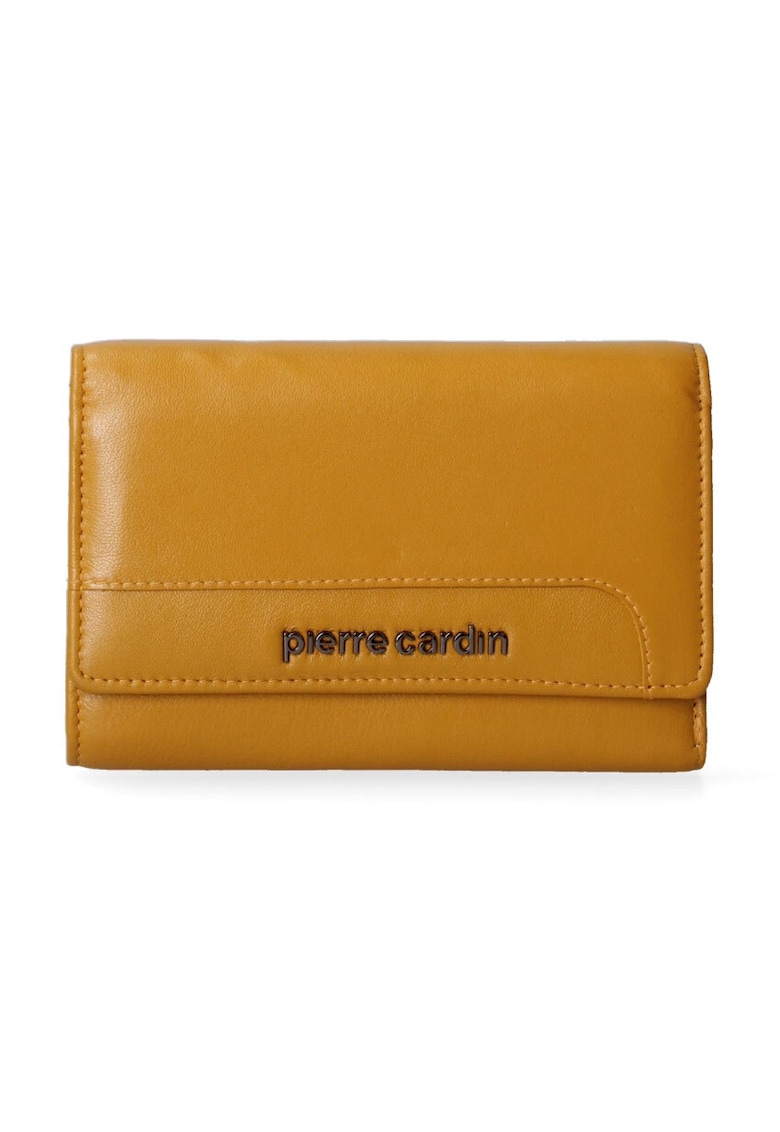 Кожен портфейл с лого и тройно прегъване Pierre Cardin