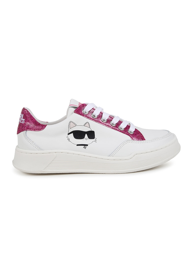 Кожени спортни обувки с бляскави елементи KARL LAGERFELD KIDS