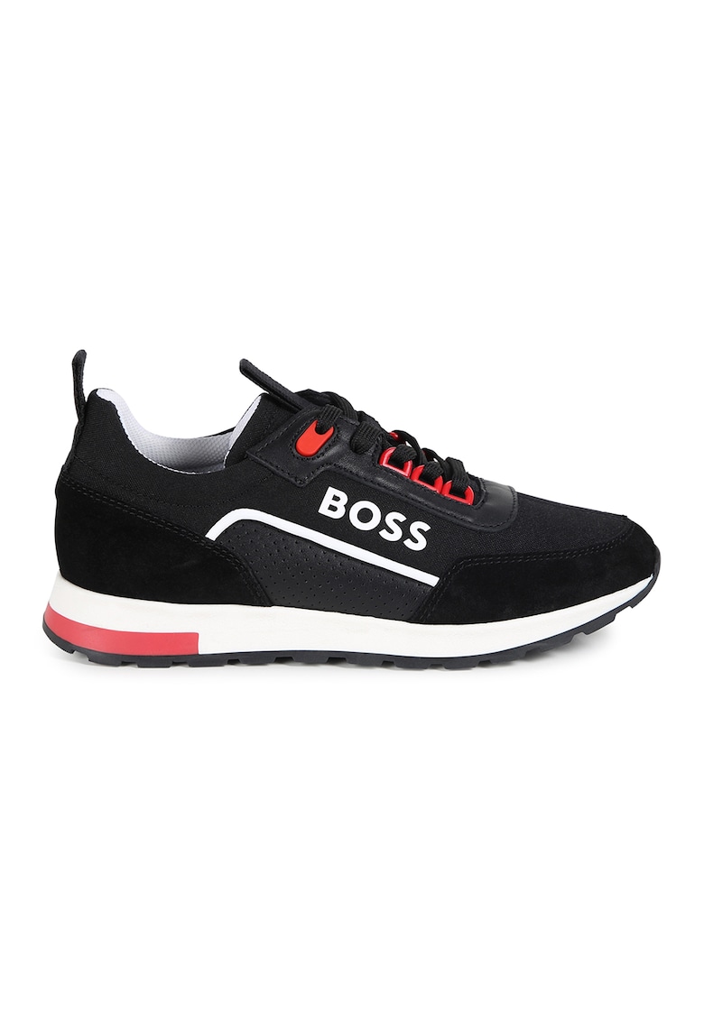 Спортни обувки с нисък профил и велур BOSS Kidswear