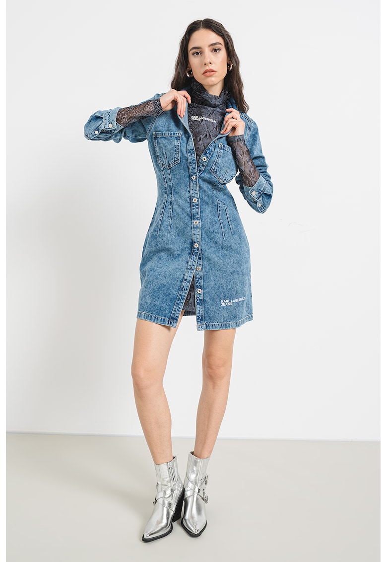 Дънкова рокля с джобове KARL LAGERFELD JEANS
