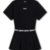 Разкроена рокля с лого DKNY