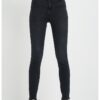 Дамски тъмни skinny дънки с лого детайли -  Черни Timeout