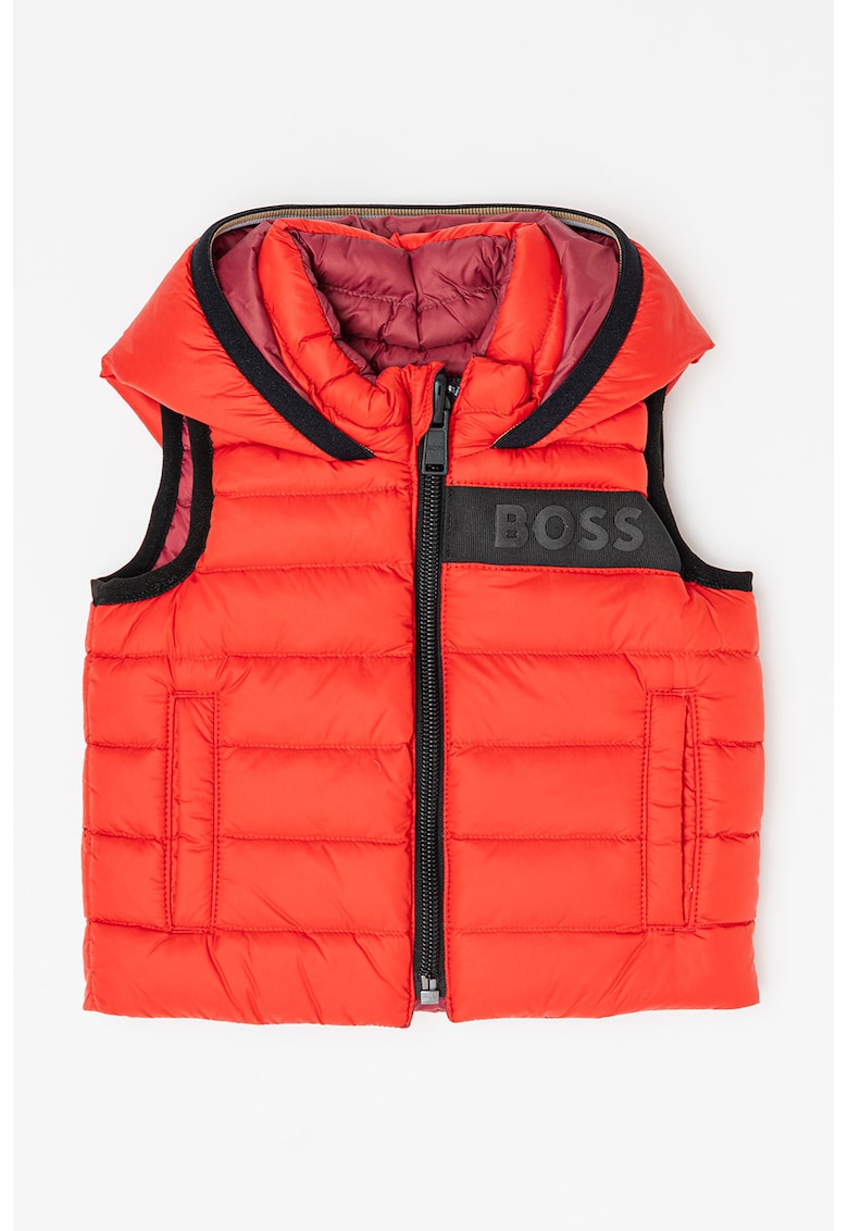 Двулицев ватиран елек с качулка BOSS Kidswear