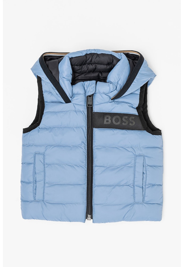 Двулицев ватиран елек с качулка BOSS Kidswear