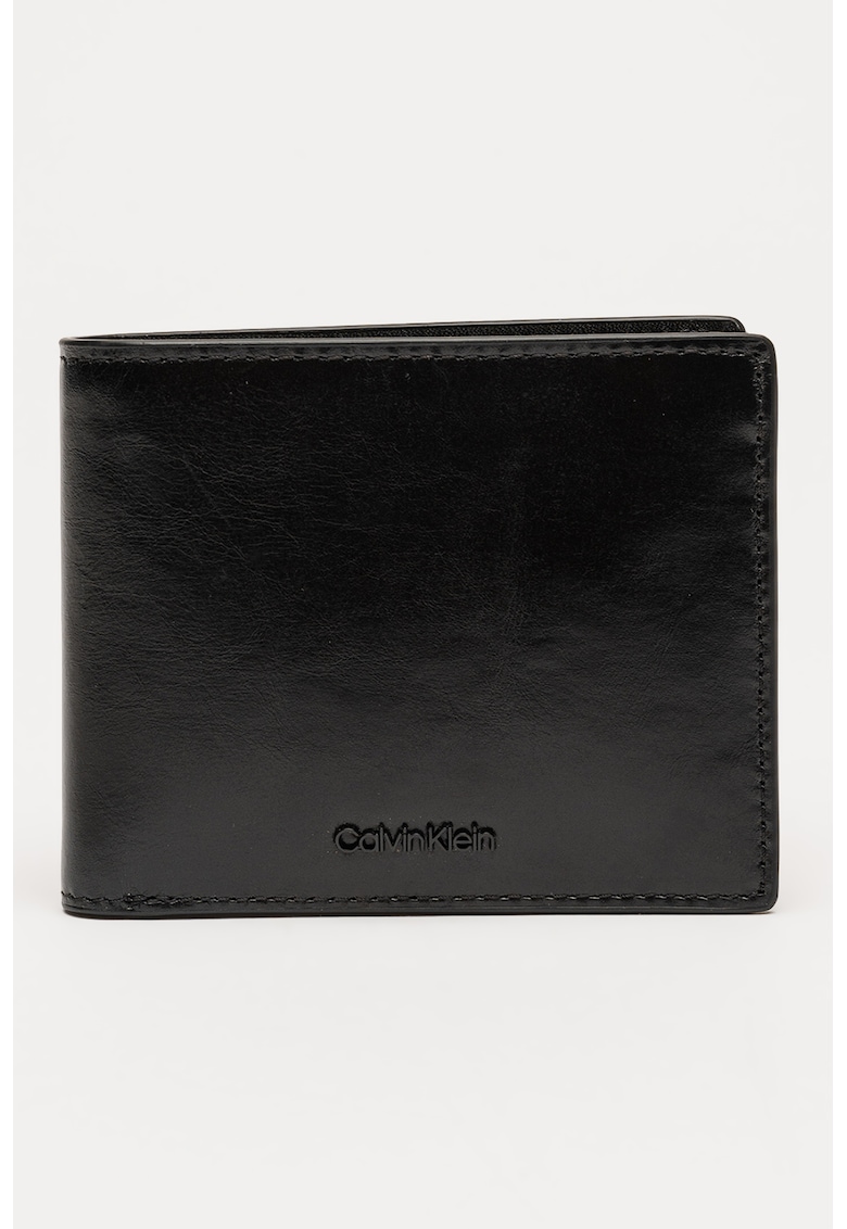 Едноцветен кожен портфейл CALVIN KLEIN