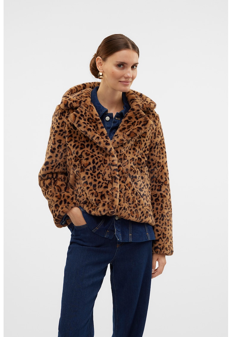 Зимно яке с принт и плюшен ефект Vero Moda