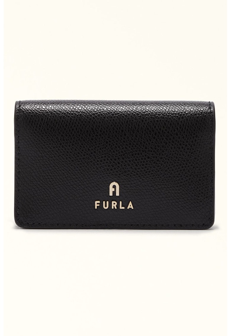Кожен калъф за карти Camelia с метално лого Furla