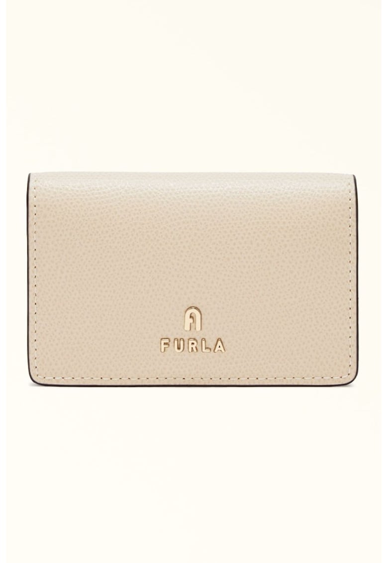 Кожен калъф за карти Camelia с метално лого Furla