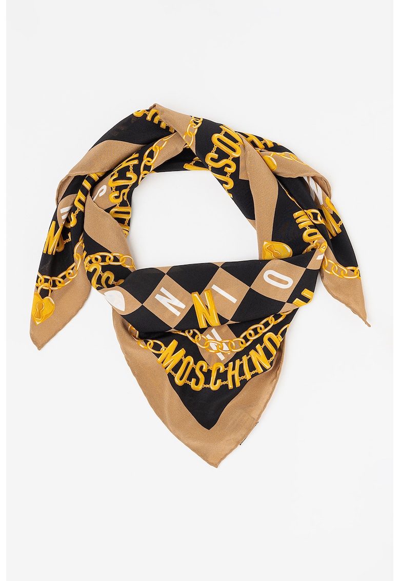 Копринен шал с лого Moschino