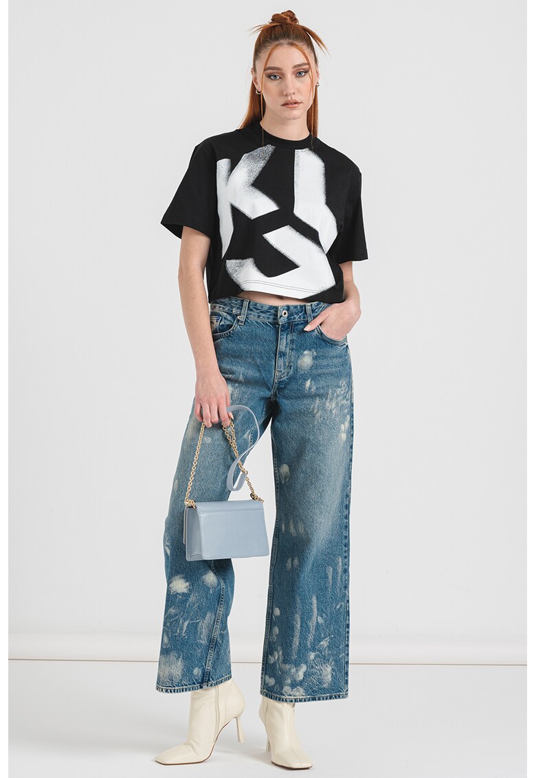 Къса памучна тениска KARL LAGERFELD JEANS