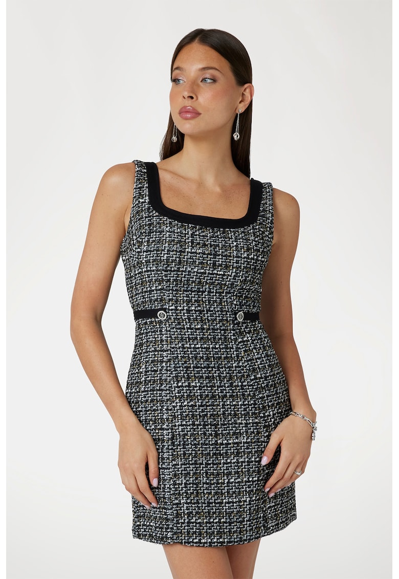 Къса рокля от туид с квадратно деколте GUESS